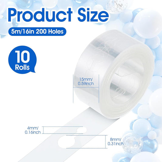 Balloon Decorating Strip, 10 Rolls 16.4ft Balloon Garland Tape Strips Balloons Arch Kit with Double-Sided Glue Point Dots for Party Wedding Birthday Decorations
