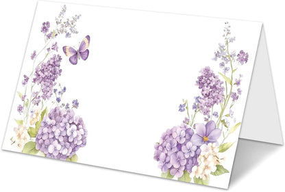Blue Floral Place Cards for Table Setting, Birthday Baby Shower Folded Tent Cards Wedding Seating Cards for Bridal Shower, Anniversary, Engagement Food Name Card for Party Decoration, 25pcs /A10