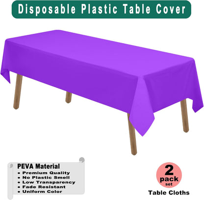 PARTY ULYJA White Plastic Tablecloths 2 Pack Disposable Table Covers 54 x 108 Inch Bridal Shower PEVA Vinyl Table Cloths for Picnic Birthday Wedding Banquet Parties 8 ft Rectangle Table Use