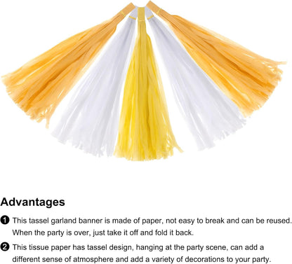 MECCANIXITY 15Pcs Light Blue Tassel Garland Banner with Rope Tissue Paper Tassels Party DIY Kits for Anniversary Wedding Birthday Party
