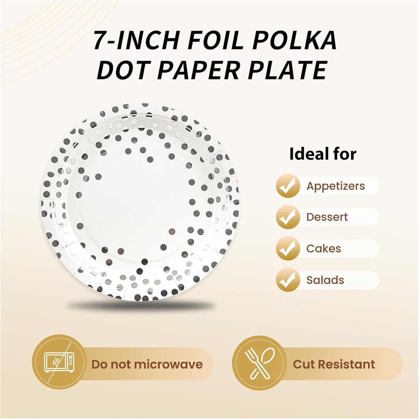 75PCS Paper Plates and Napkins Set - White and Gold Dot Disposable Party Dinnerware Includes Paper Plates, Napkins, Forks Decorations for 2026 New Year, Birthday, Wedding and Holiday, Serves 25