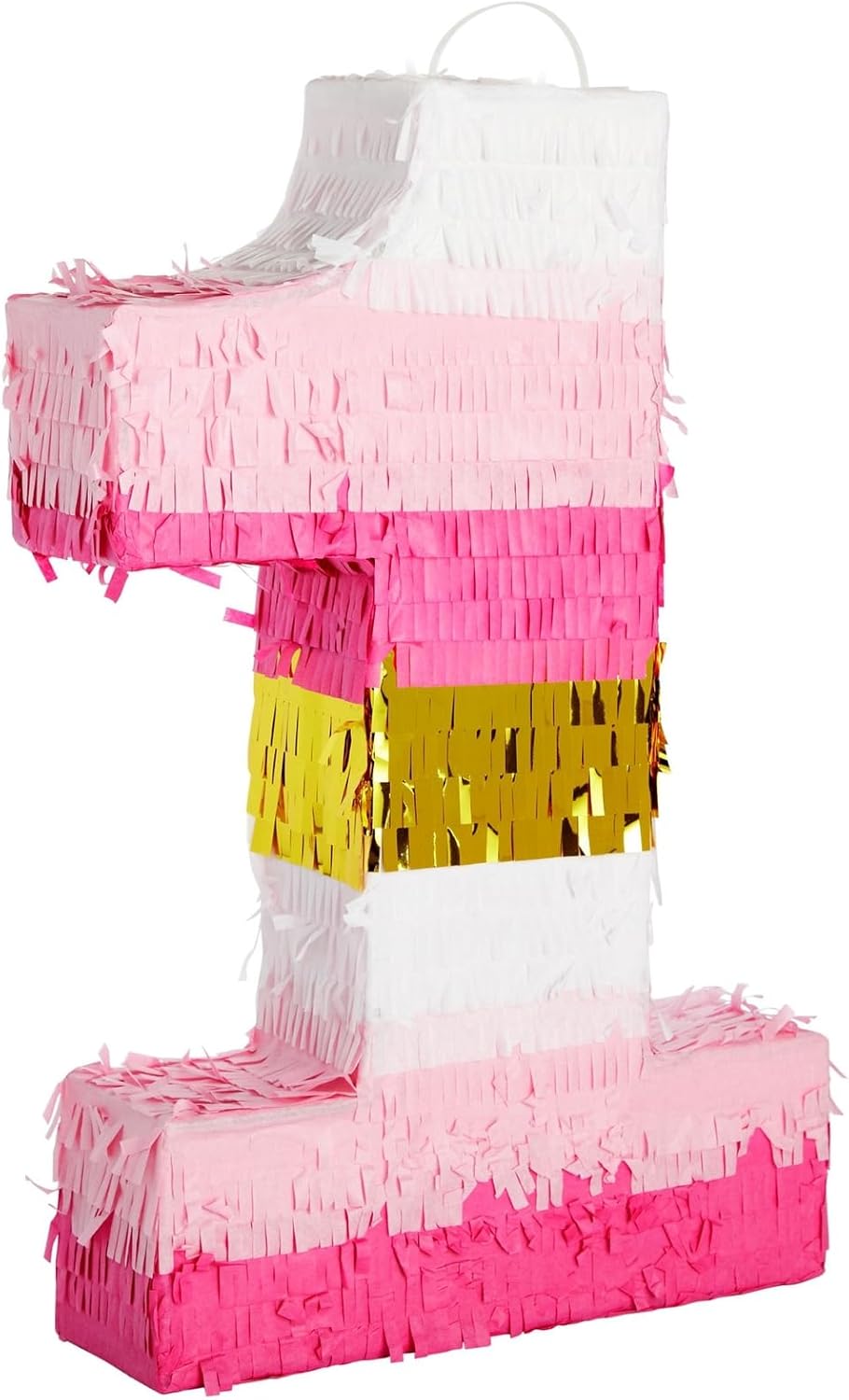 Number 5 Pinata, Pink and Gold Foil for Girls 5th Birthday Party Decorations (Small, 16.5 x 11.6 x 3 In)