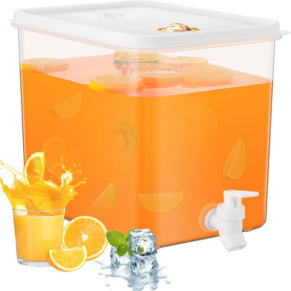 Domensi 2 Pack 2 Gallon Drink Dispenser for Fridge with Spigot Water Dispenser Leak Proof Lids Filter Screen Beverage Juice Container Sealed Plastic Lemonade Milk Cold Hot Drink Tea Jug for Party