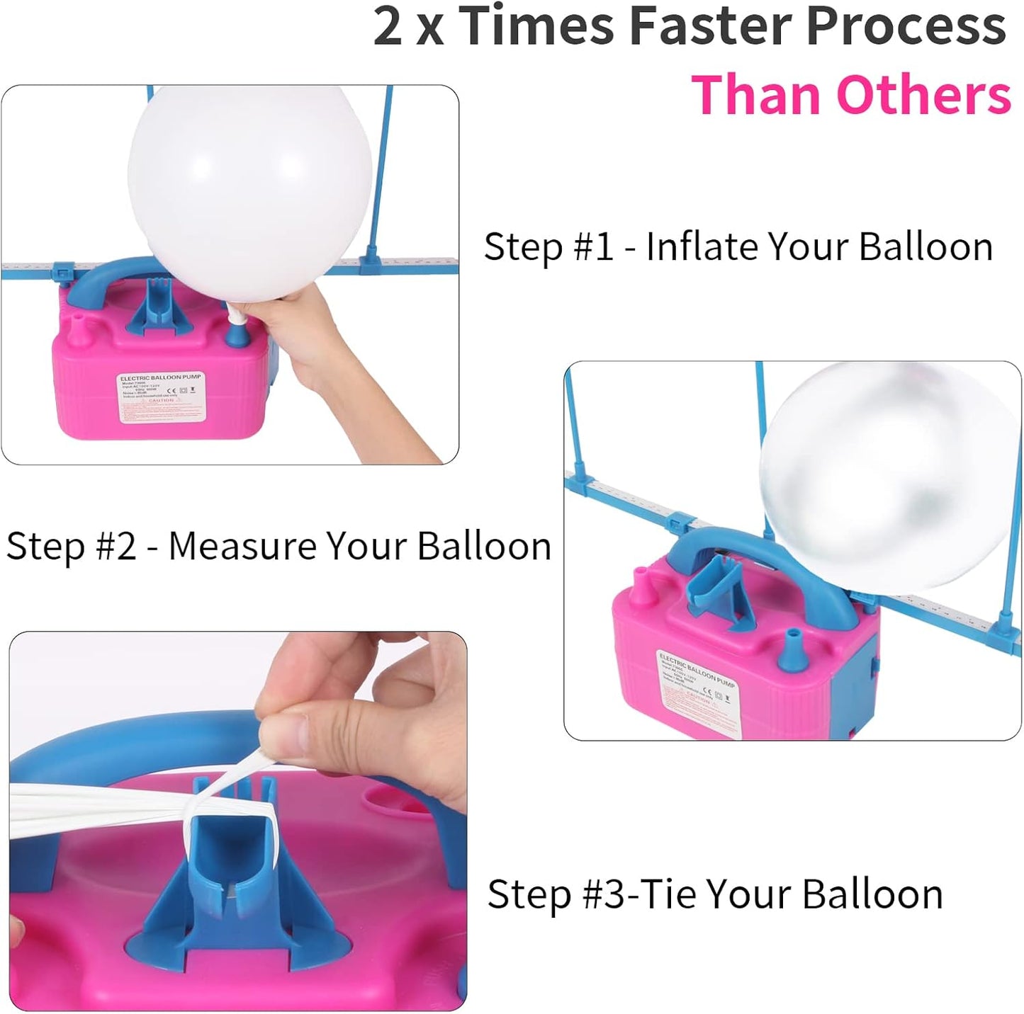 QIPUMP Balloon Pump Electric,110V 600W Balloon Blower Inflator Dual Nozzle Air Pump Balloons Inflator for Decoration, Party, Sport,Gifts:2 Balloon Tying Tools