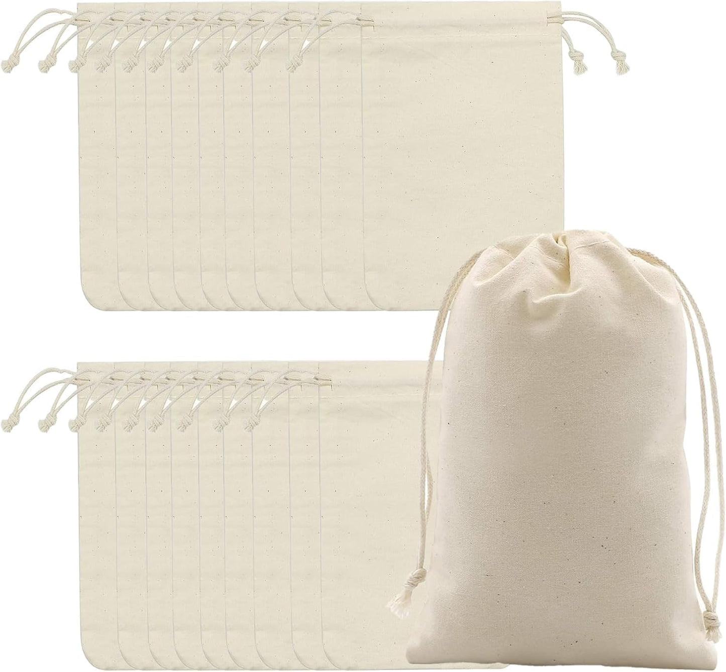 gobyhumm 50 Pieces Pure Cotton Drawstring Bags Muslin Bags Sachet Bag for Home Supplies （2.8 * 3.5"）
