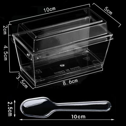 40 Pack 6.8 oz Dessert Cups with Spoons, Clear Ribbed Ice Cream Bowl with Retro Stripes, Mini Dessert Shooter for Pudding Fruit, Elegant Parfait/Sundae Bowls for Party & Home Use