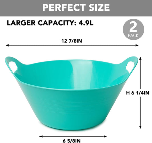 Tiawudi 6 Pack Snack Bowls (4.9L Large), Plastic Serving Bowls for Party, Large Bowls with Handles for Kitchen, Fruit, Cereal, Candy, Salad and Chip, Microwave Safe