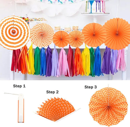 Hocansen 6PCS Paper Fan Garland Paper Fans Party Decorations 8/12/16in Hanging Papers Fans Set Round Papers Fans Pattern Garland for Birthday, Wedding (ZS/Pink)