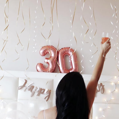[20 Pcs] 16" Gold Foil Number Balloons (2 sets of 0-9) - Mylar Aluminum Hanging Decorations for Graduation, Birthday, Christmas & New Year's Eve Parties
