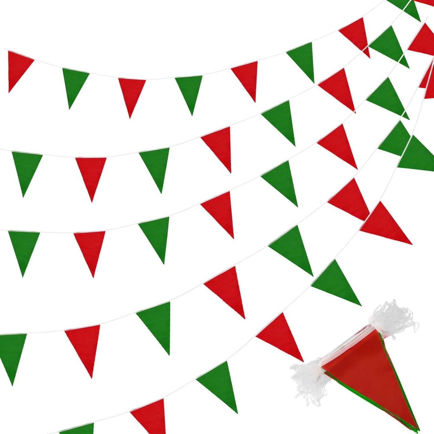 Tatuo 200 Feet Solid Pennant Banners Flags String Triangle Hanging DIY Bunting Flags Party Decorations for Grand Opening Party Banners for Kids Birthday, Shops (White)