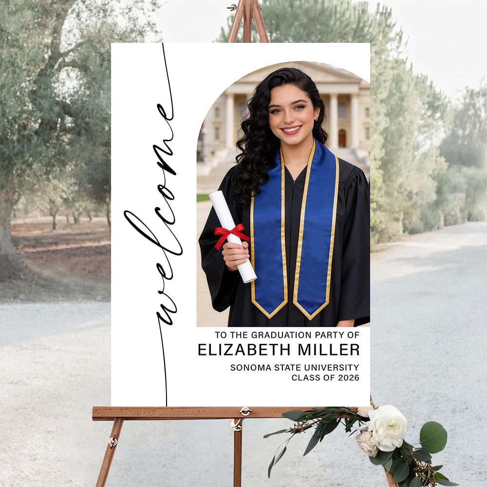 Graduation Party Welcome Sign, Custom Photo Grad Party Sign, Personalized High School & College University Grad Decoration #4