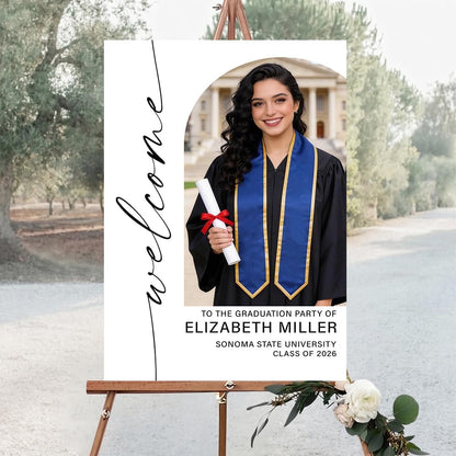 Graduation Party Welcome Sign, Custom Photo Grad Party Sign, Personalized High School & College University Grad Decoration #4