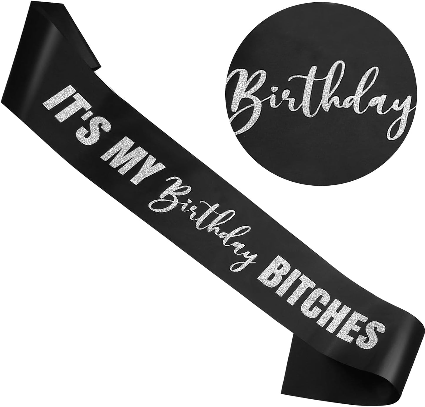 RUDONG M It's My Birthday Bitches Sash - Black Birthday Sash with Rose Gold Glitter for Women & Girls | Sweet 16/18th/21st/30th/40th/50th/60th/70th, All-Age Celebration Party Decor