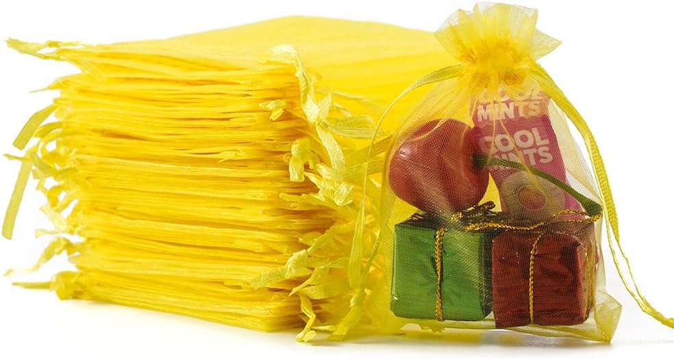 Meowoo 100PCS Organza Bags, 3x4in Small Mesh Bags Drawstring for Jewelry, Candy, Christmas, Sachets, Festivals, Bathroom Soaps, Makeup Organza, Wrapping Supplies(mixedcolor)