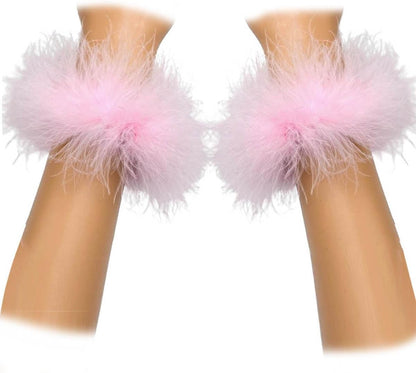 2Pcs Feather Wristbands, 9.65inch Soft Feather Wrist Slap Bracelet Cuffs, Snap Ring, Circle Slap Wrist Decoration Cuffs for Party Decoration