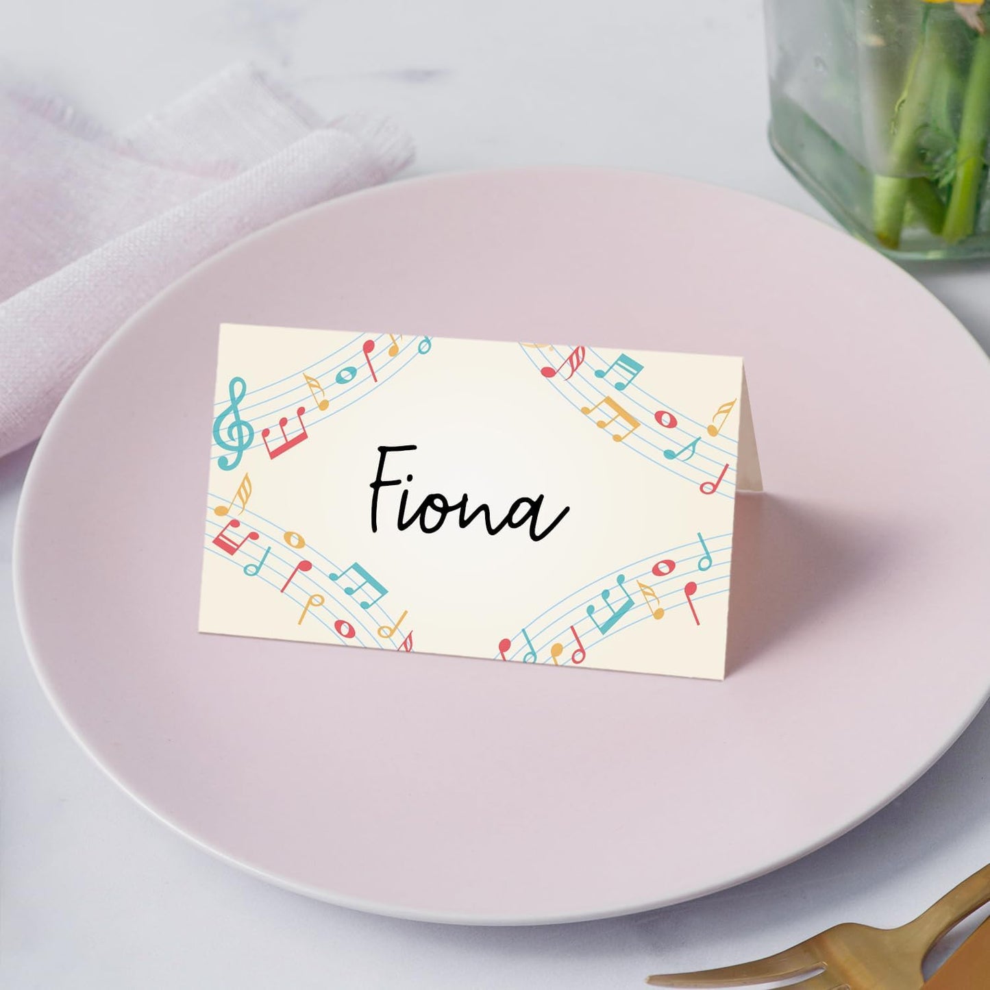 Gold Foil Border Place Cards, Set of 25 Tent Name Cards for Table Setting, Food Label for Wedding, Baby Shower, Birthday Dinner Party Supplies -010