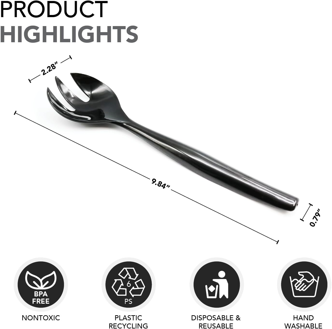 Party Essentials Disposable Heavy Duty Plastic Serving Utensils for Buffets Events Parties, 4-Sets of Spoons/Forks/Tongs, Black