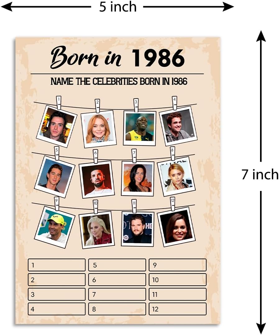 QUPT 40th Birthday Party Games, Movies in 1986 Games, Birthday Party Supplies for Adults, Fun 1986s Party Game，Pack of 30 Cards