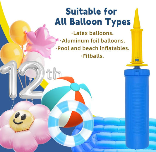SUSWIM Balloon Pump Handheld Two-Way Dual Action,Double-Way Air Intake Portable Manual Inflator for Balloons,Swimming Rings, Inflatable Toys, Party Decorations