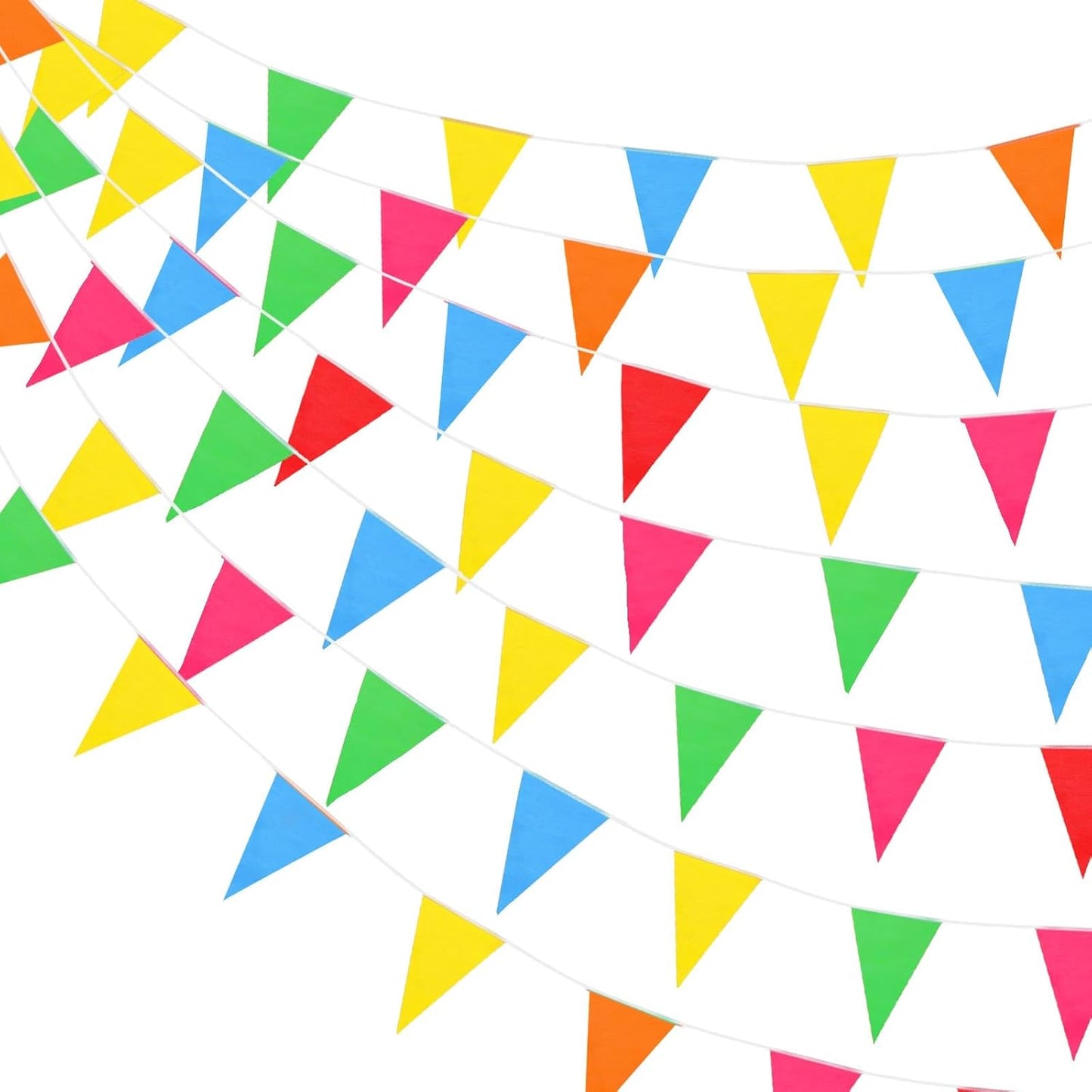 Hahafelt 100 Feet Pennant Banners Flags 75 Solid String Triangle Flags for Grand Opening, Carnival Theme Birthday Party Decoration Outdoor Events Classroom Decoration(Pink)
