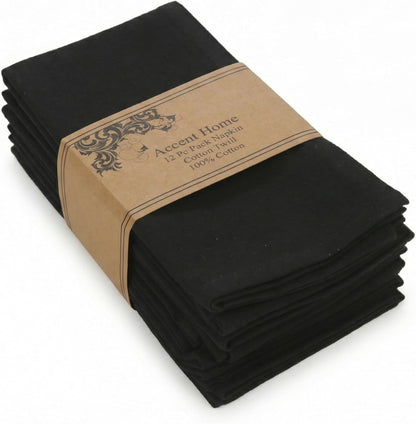 ACCENTHOME Natural Cotton Linen Napkin Set of 12 18x18 inch Dinner Napkins - Washable Soft Premium Hotel Quality Reusable Hemmed Edges Napkins Perfect Table Linens for Family Dinners, Weddings
