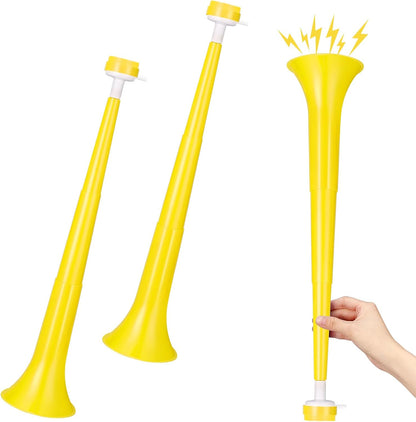 2 Pcs Stadium Horn for Adult, 21 Inch Vuvuzela Plastic Collapsible Cheering Trumpets for Sporting Events Football Carnival Party (Blue)