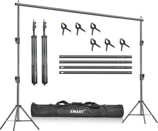 EMART 12x10ft(WXH) Backdrop Stand Heavy Duty, Adjustable Backdrop Banner Holder Back Drop Stand for Party, Photography Background Support Equipment Kit for Photo Studio, Wedding, Birthday, Exhibitions