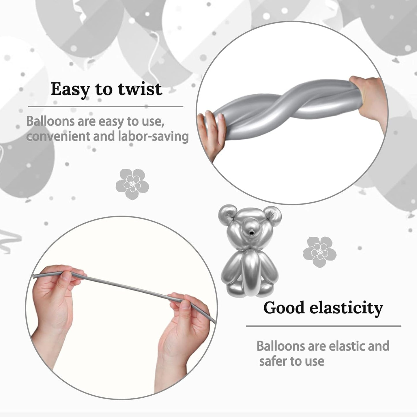 260 Clear Long Balloons for Animals, Thickening Skinny Latex Twisting for Arch Modeling Magic Clown Birthday Wedding Party Decorations 100pcs