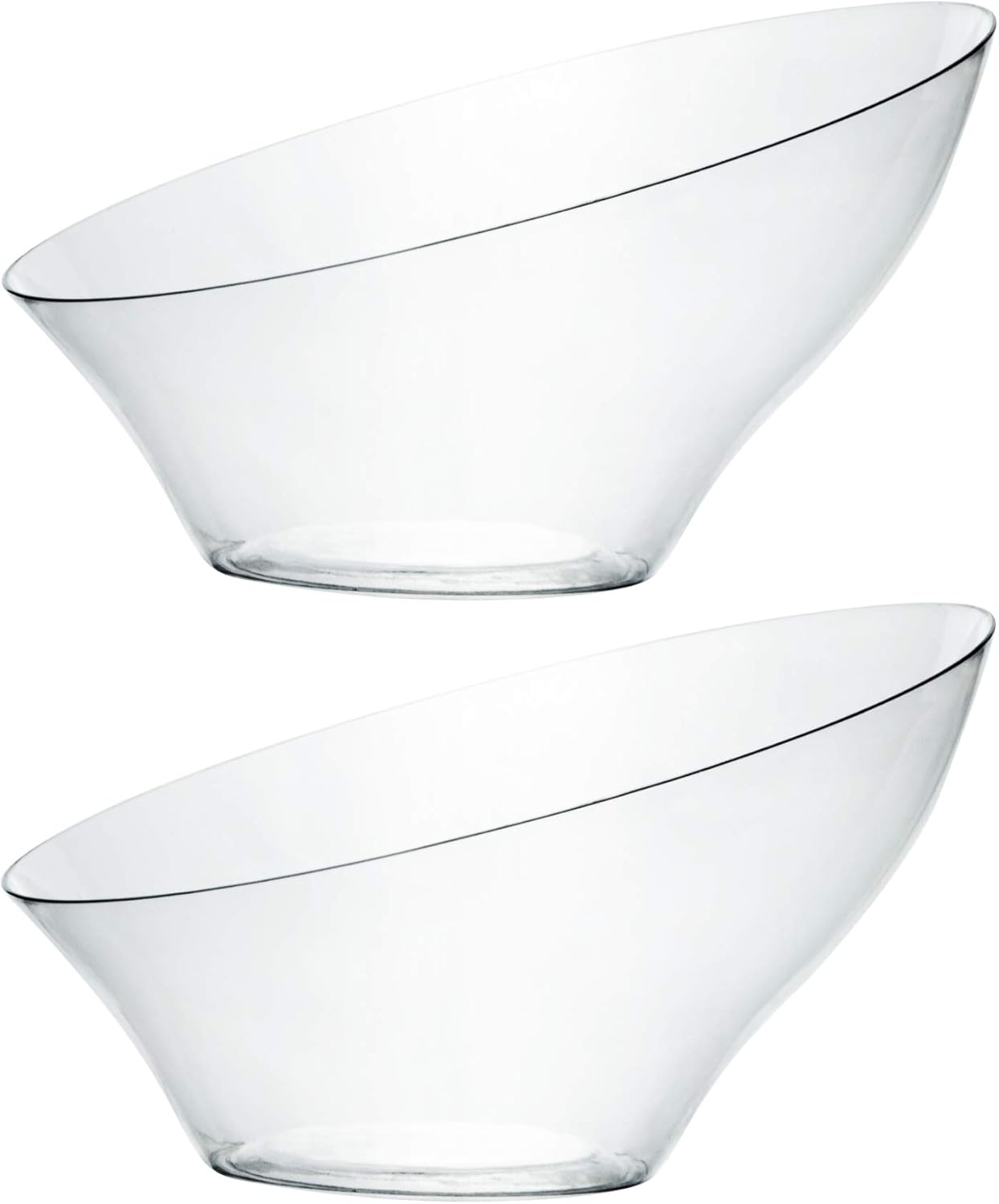 PLASTICPRO Disposable Angled Plastic Bowls Round Medium Serving Bowl, Elegant for Party's, Snack, or Salad Bowl, Clear Pack of 4