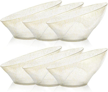 BESTVIP 54oz Clear Plastic Serving Bowls for Party - 12 Pack Angled Disposable Serving Bowls, Party for Chips, Snacks, Fruit, Salad - Bowls for Parties, Daily Use, Catering, Christmas