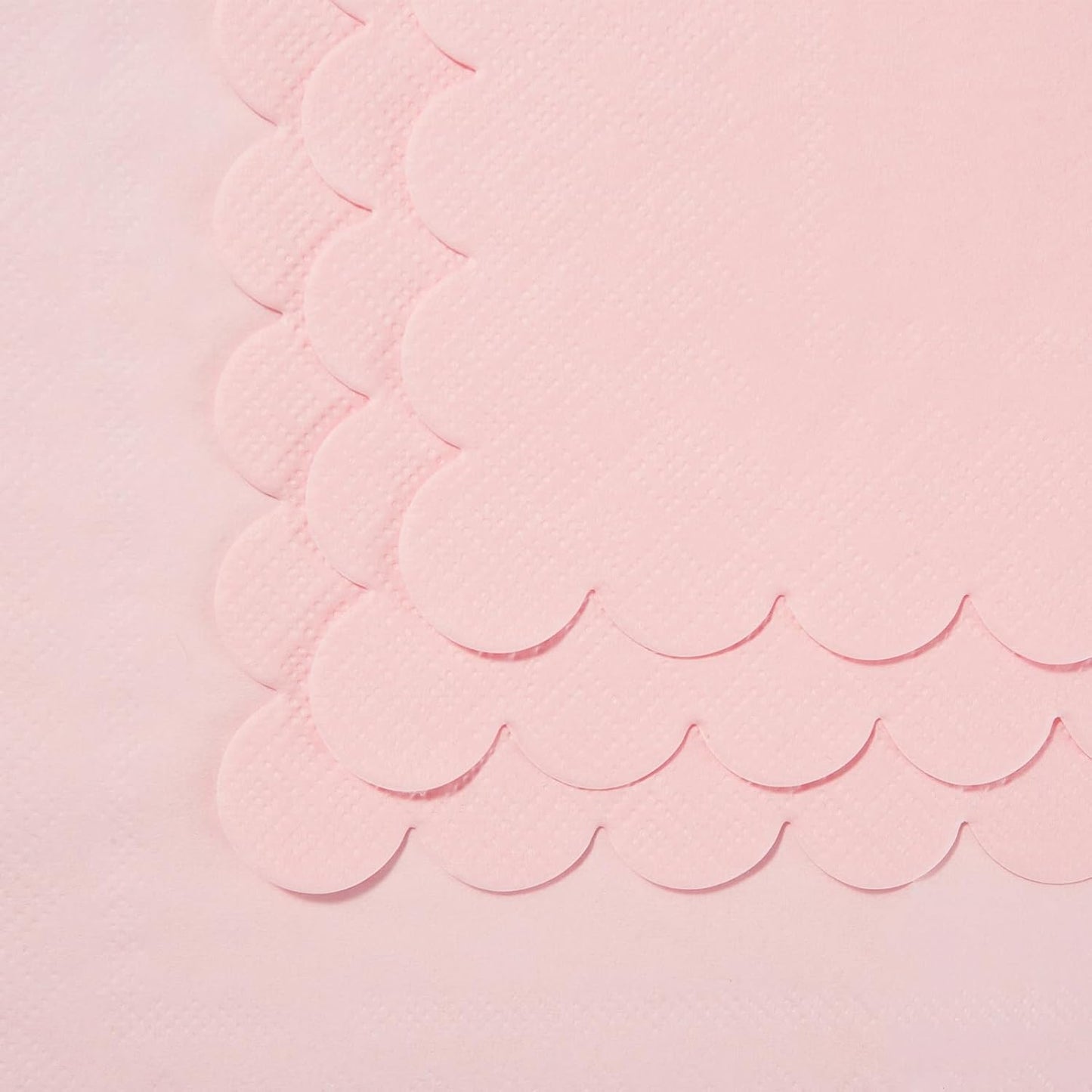 100 Pack Cocktail Napkin 2-Ply Scalloped Edged Dessert Napkins Folded 5 x 5 Inches Disposable Napkins for Dinner Wedding Birthday Party Bridal Anniversary Reception Event (Pink)