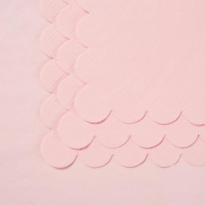 100 Pack Cocktail Napkin 2-Ply Scalloped Edged Dessert Napkins Folded 5 x 5 Inches Disposable Napkins for Dinner Wedding Birthday Party Bridal Anniversary Reception Event (Pink)