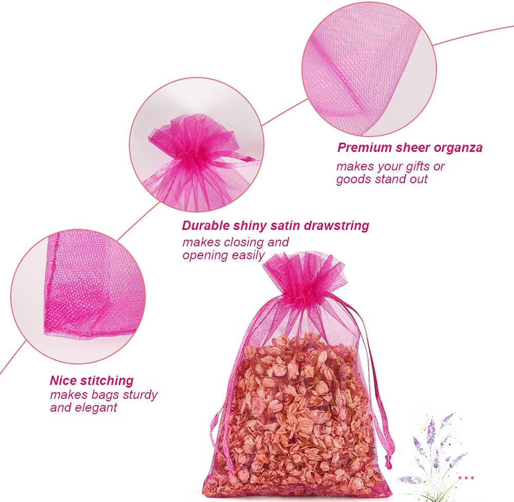HRX Package 100pcs White Organza Bags, 4x6 inch Mesh Bags Drawstring Gift Bags Jewelry Pouches for Candy Wedding Favors Christmas