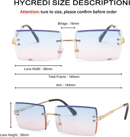Rectangle Sunglasses for Men/Women Small Rimless Square Shade Eyewear