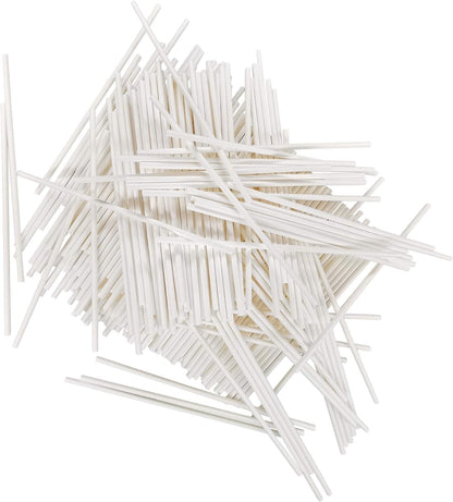 200 Count 6 INCH White Paper Lollipop and Cake Pop Sticks,Sucker Sticks for Cookies,Rainbow Candy,Chocolate,Cake Topper(Dia 4mm)