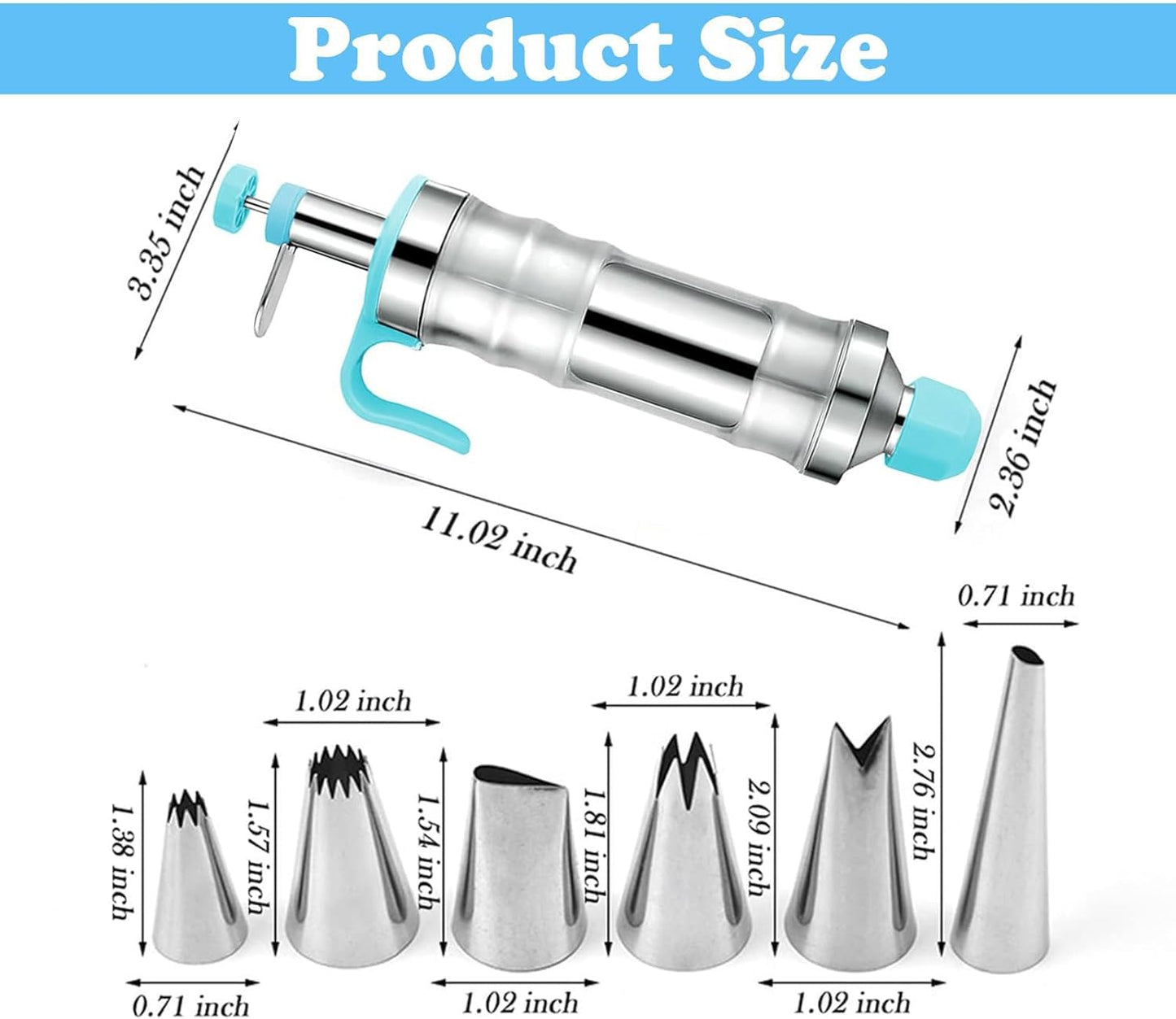 Dessert Decorating Syringe Set, Icing Piping Kit Stainless Steels Cake Decorating Tools 30 Piping Icing Nozzles Cupcake Decorating Kit - Black
