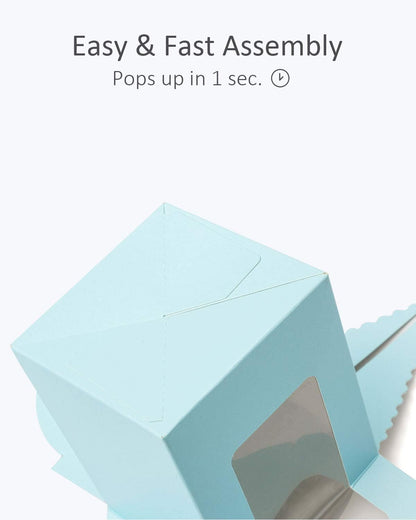 qiqee 60pcs Cupcake Boxes Individual Disposable White Single Box with Window 3.6 * 3.6 * 4.3inch Cupcake Containers/Holders