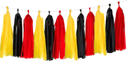 Tassel Garland Tissue Paper Tassel Banner,Tassels Party Decorations for Wedding,Birthday,Bridal/Baby Shower,Pack of 15 (Burgundy/Black/Silver)