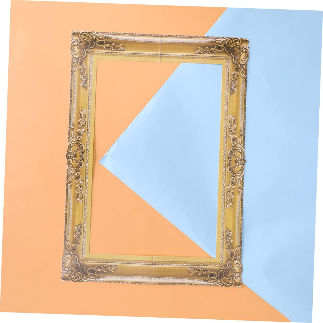 Holibanna Large Photo Booth Props 2pcs DIY Paper Picture Frame Cutouts Fun Photo Portable Booth Selfie Props Decorative Golden Handheld Prop for Memorable Moments Christmas