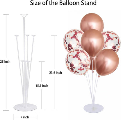 4 Set Balloon Stand Kit for Table Centerpieces With Balloon and Base Party Decorations for Birthday Wedding Retirement Graduation Baby Shower (Navy Silver)
