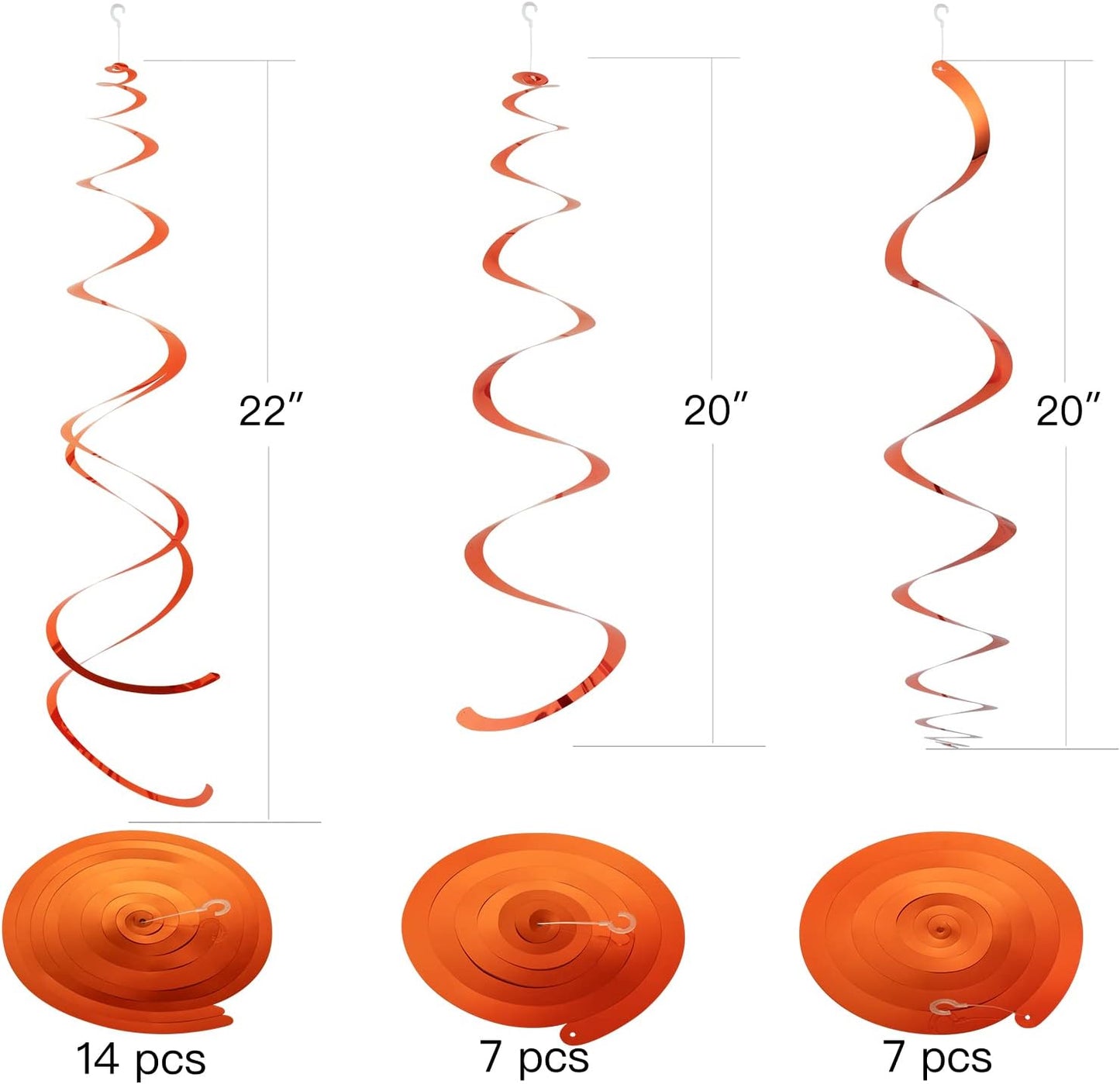 Gold Party Hanging Swirl Decorations Plastic Streamer for Ceiling, Pack of 28