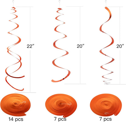 Gold Party Hanging Swirl Decorations Plastic Streamer for Ceiling, Pack of 28