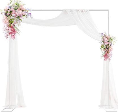Putros Heavy Duty Backdrop Stand 8ft x 8ft Gold Pipe and Drape Kit Adjustable Metal Backdrop Sand for Wedding Photobooth Exhibition Decoration
