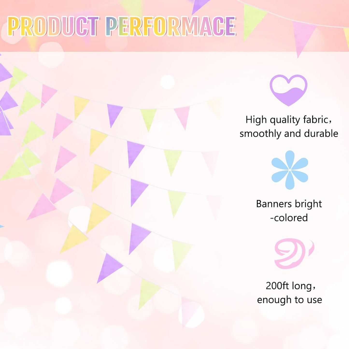 Tatuo 200 Feet Solid Pennant Banners Flags String Triangle Hanging DIY Bunting Flags Party Decorations for Grand Opening Party Banners for Kids Birthday, Shops (White)