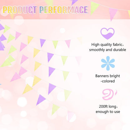 Tatuo 200 Feet Solid Pennant Banners Flags String Triangle Hanging DIY Bunting Flags Party Decorations for Grand Opening Party Banners for Kids Birthday, Shops (White)