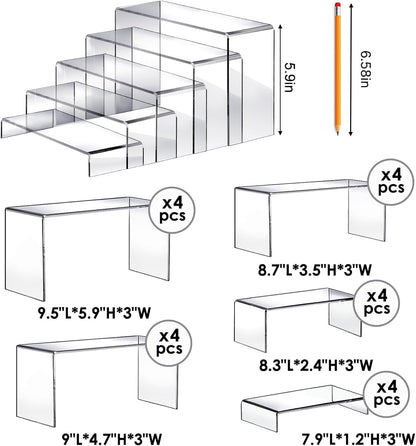 Fixwal 10pcs 2 Set Acrylic Risers for Display Clear Perfume Organizer Stands Acrylic Display Risers for Show Figures, Cupcake, Jewelry, Toys, Perfume and More (Large Size)