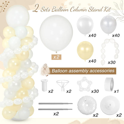 Jenaai 2 Sets 163 Pcs Pink Metallic Rose Gold Balloons Column Stand Kit Bridal Party Latex Balloons Adjustable Tower Stand for Graduation Bridal Shower Wedding Engagement Mothers Day Birthday Decor
