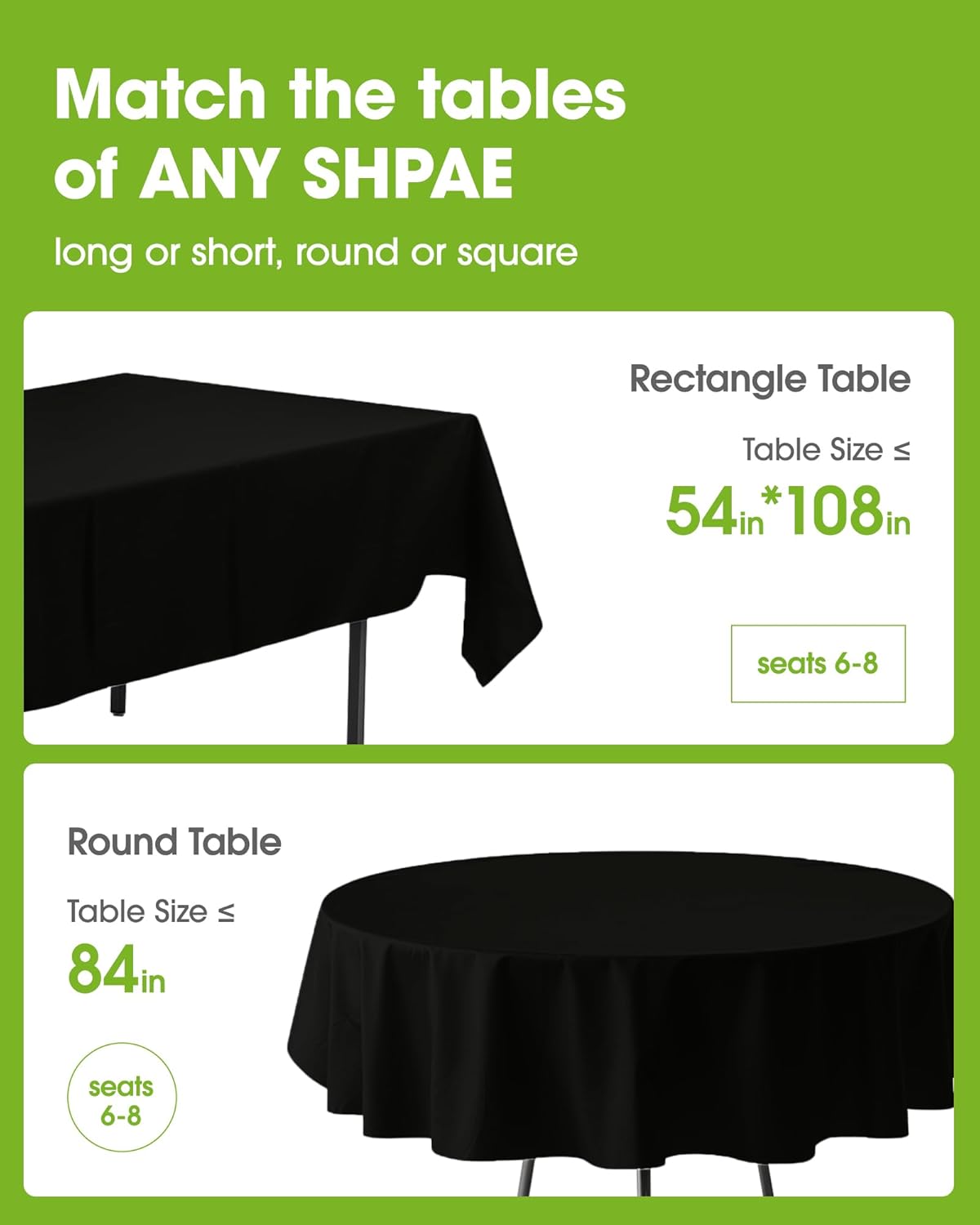Pureegg Plastic Table Cloth Disposable 6 Pack, 54 x 108 Inch Table Cloths, Party, Picnic, Wedding, Decorative Tablecloths, Rectangle, White Plastic Cover, Waterproof, White