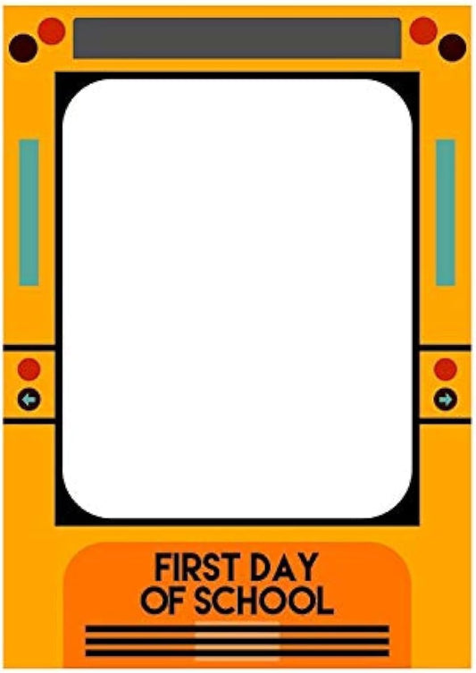 SWYOUN Yellow School Bus First Day of School Back to school Party Photo booth Selfie Frame