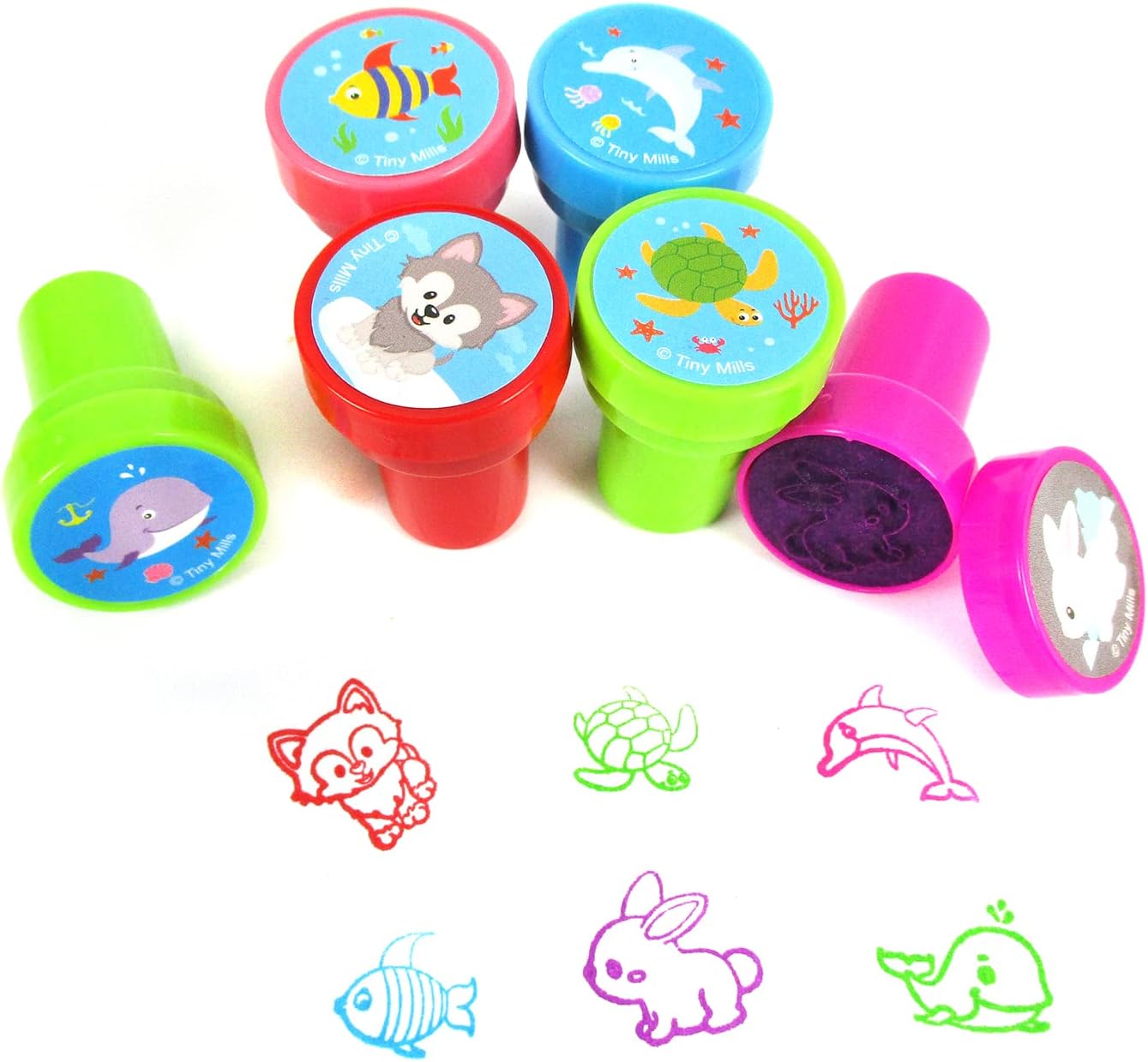 TINYMILLS 60 Pcs Animals Assorted Stampers for Kids with 60 Different Designs Party Favor Goodie Bag Prizes Classroom Rewards Pinata Filler Arts and Crafts for Kids
